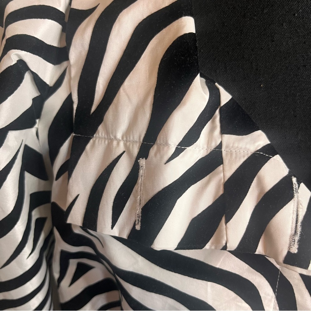 UBU PACK YOUR PERSONALITY Sz L RAINCOAT Zebra Striped Velvet Flocked Trench Tie - Picture 5 of 12